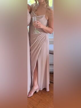 Kennedy Blue - Draped Nude Pink Bridesmaid Dress
